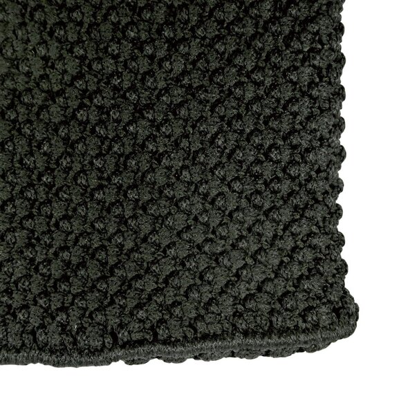 Vintage 1970s Black Macrame Purse with Wooden Handles & Floral Lining - Picture 2 of 6